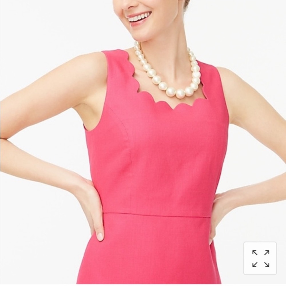 J. Crew Scalloped Basketweave Square Neck Dress - Picture 9 of 9
